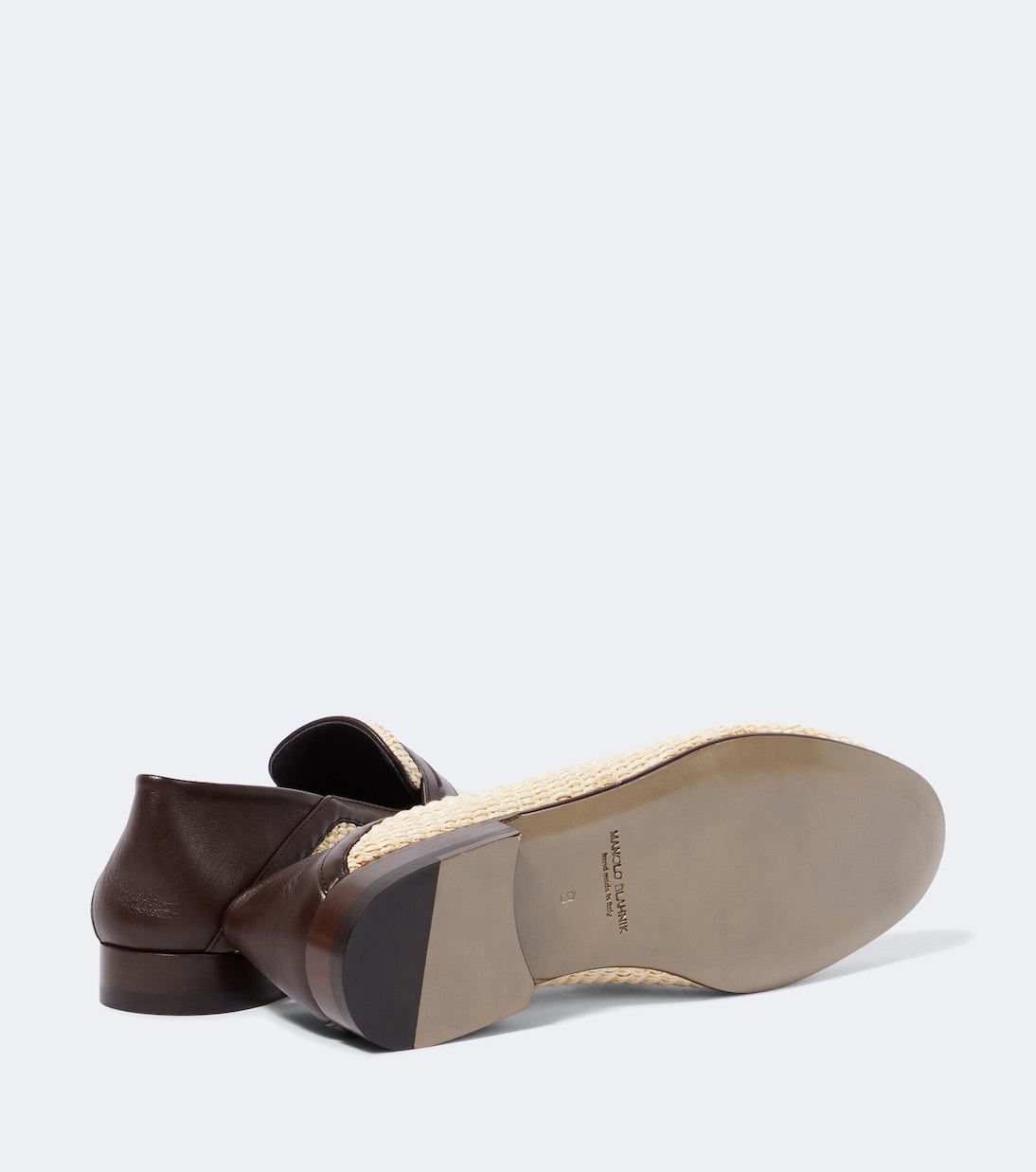 Manolo Blahnik - Padstow leather-trimmed raffia penny loafers