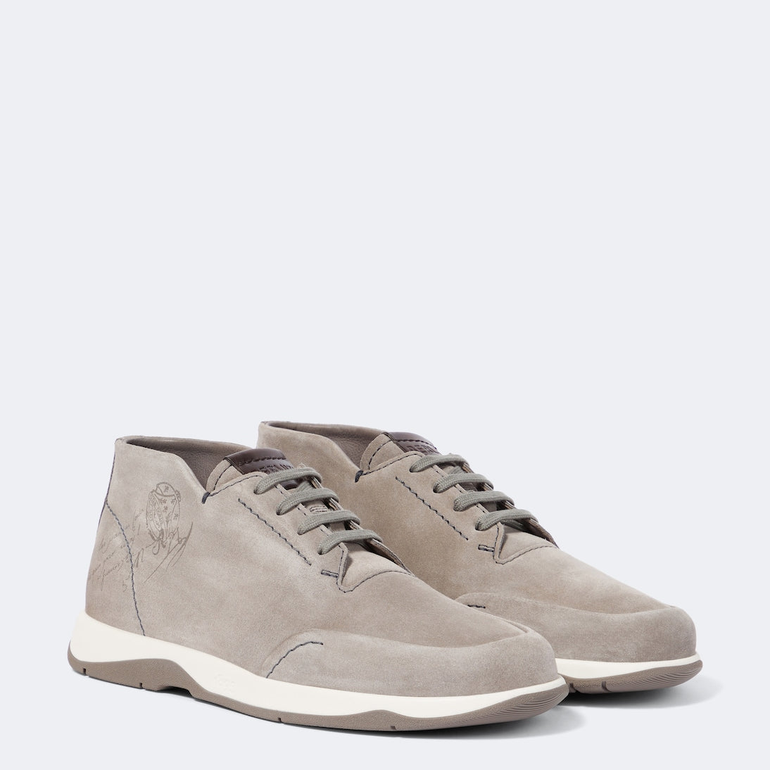 Berluti - Echappée Scritto Mid Top suede Derby shoes