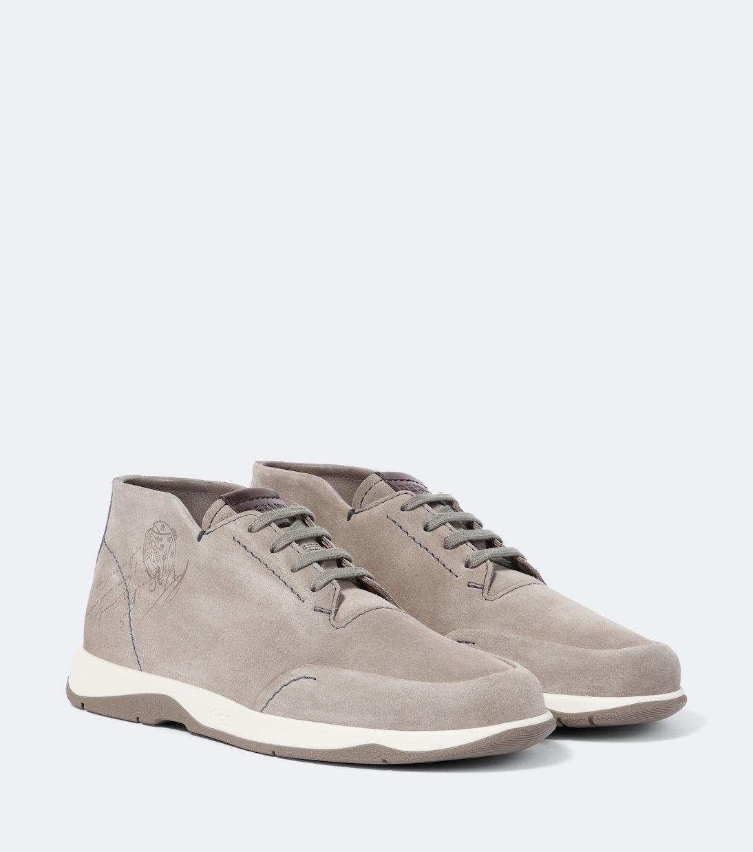 Berluti - Echappée Scritto Mid Top suede Derby shoes