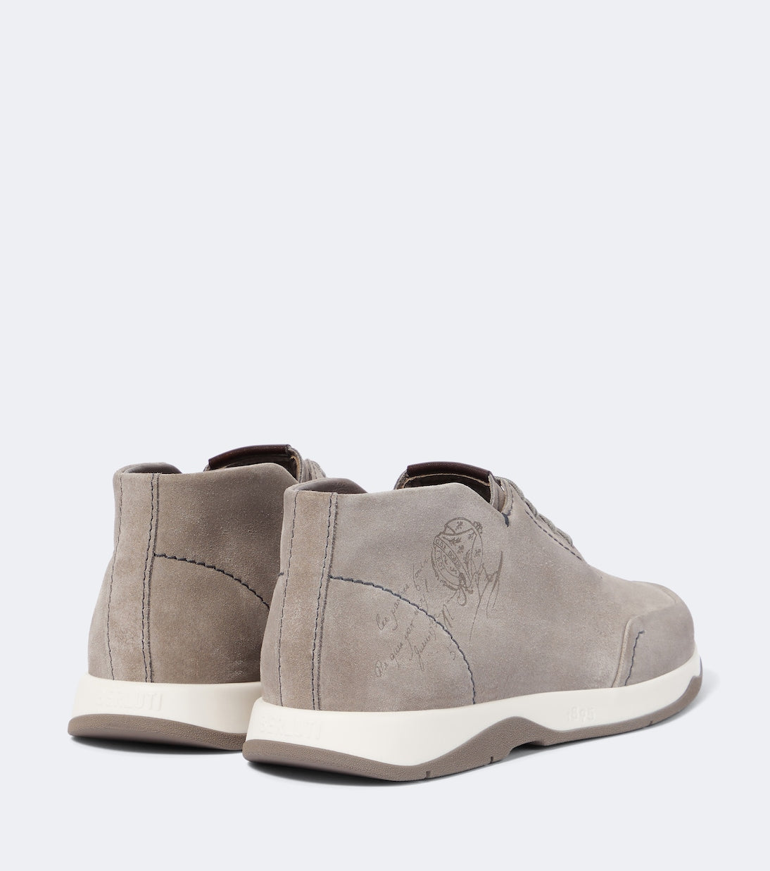 Berluti - Echappée Scritto Mid Top suede Derby shoes