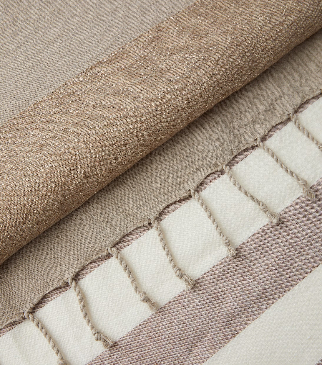 Brunello Cucinelli - Fringed linen-blend lamé throw