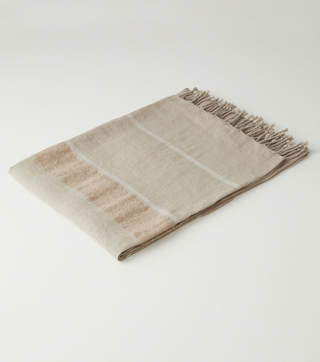 Brunello Cucinelli - Fringed linen-blend lamé throw