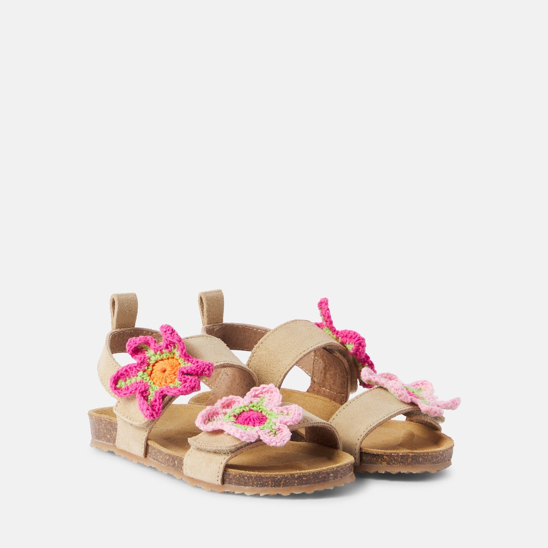 PèPè - Floral-appliqué suede sandals