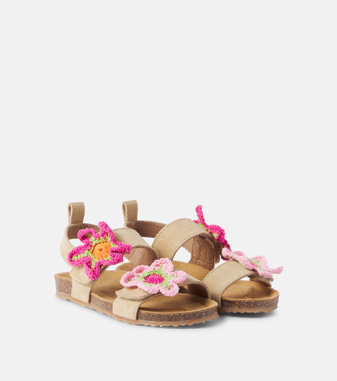 PèPè - Floral-appliqué suede sandals