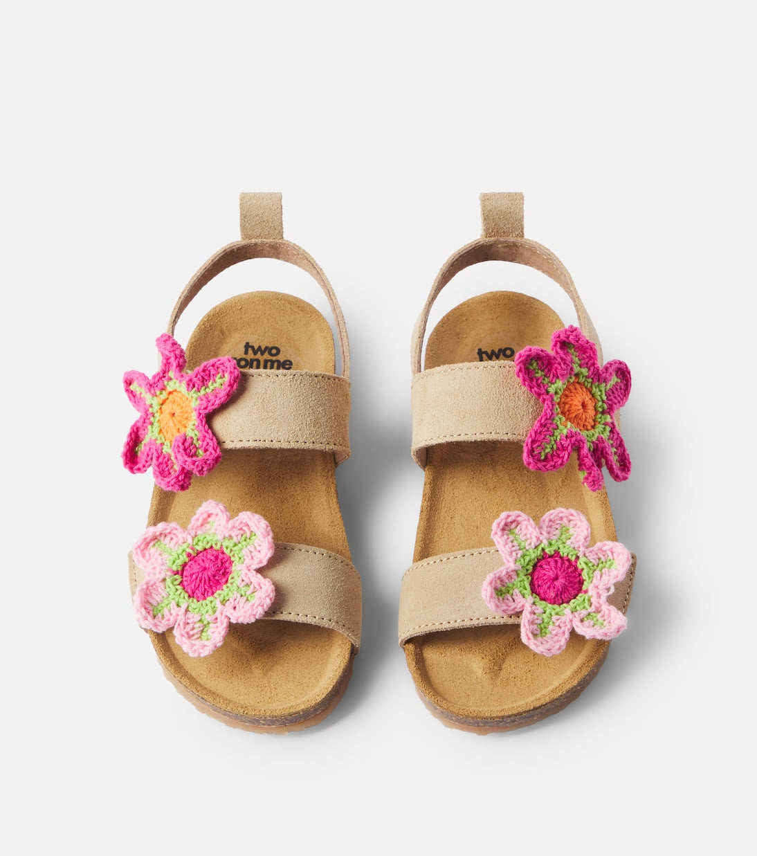 PèPè - Floral-appliqué suede sandals