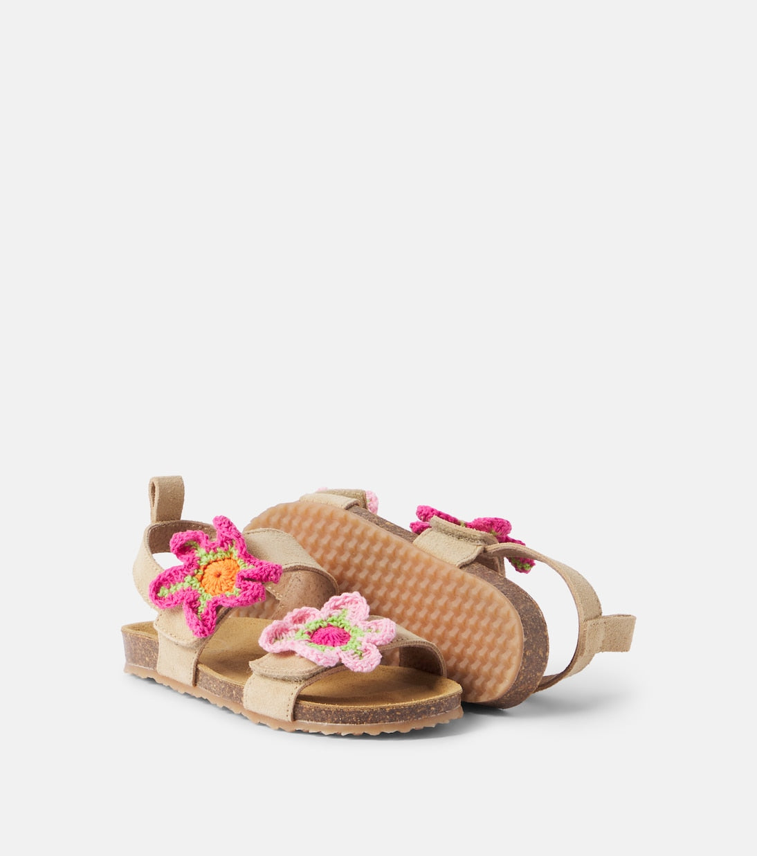 PèPè - Floral-appliqué suede sandals