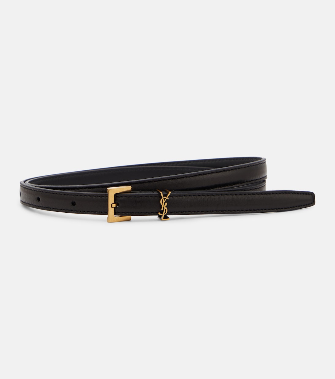 Saint Laurent - Cassandre slim leather belt