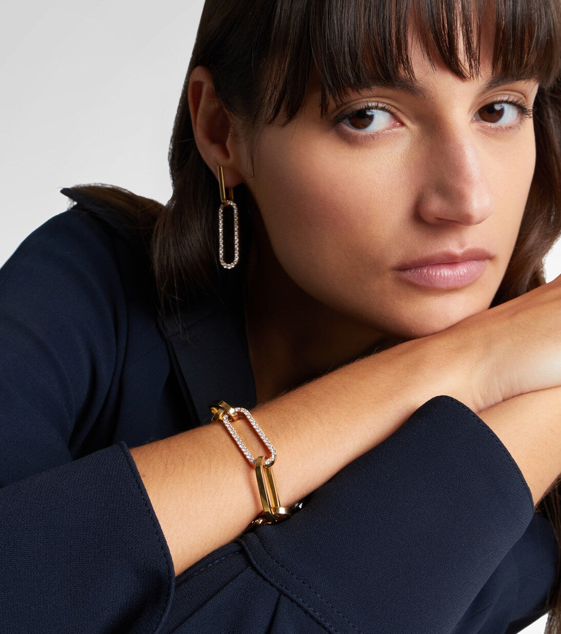 Bucherer Fine Jewellery - Link 18kt gold hoop earrings with diamonds