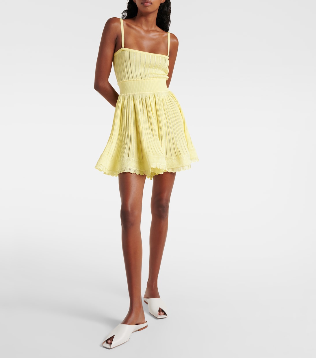 Alaïa - Leather peep-toe mules