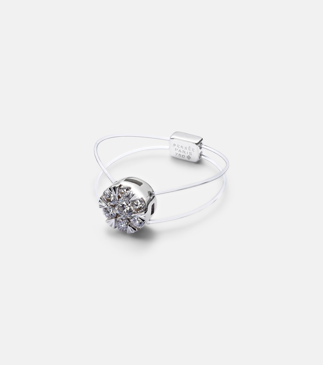 Persée - Floating 18kt white gold ring with diamond