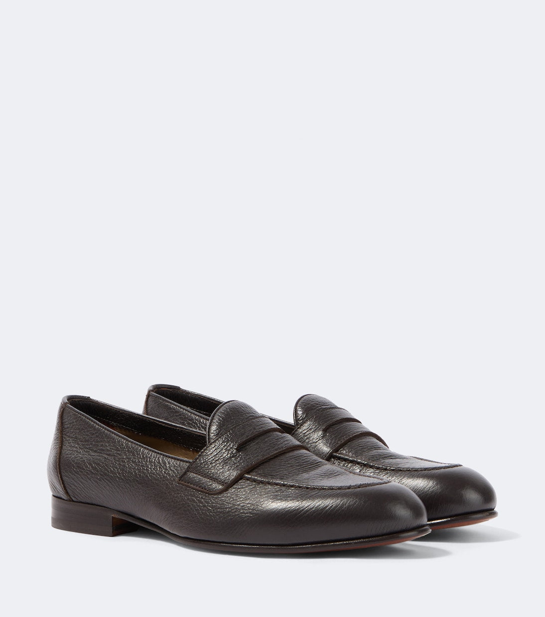 Brioni - Appia grained leather penny loafers
