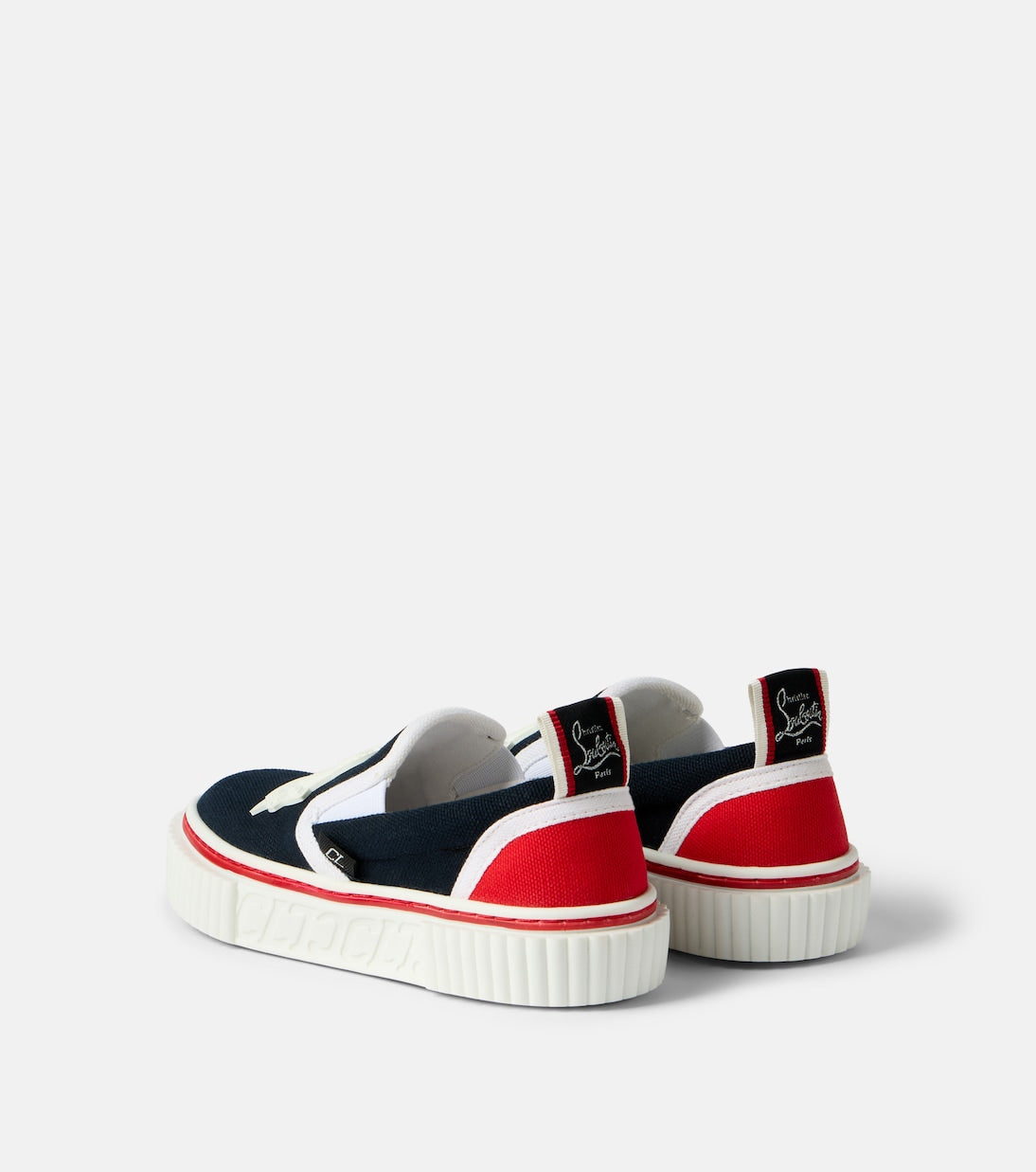 Christian Louboutin Kids - Pedrito Boat Crest canvas slip-on sneakers