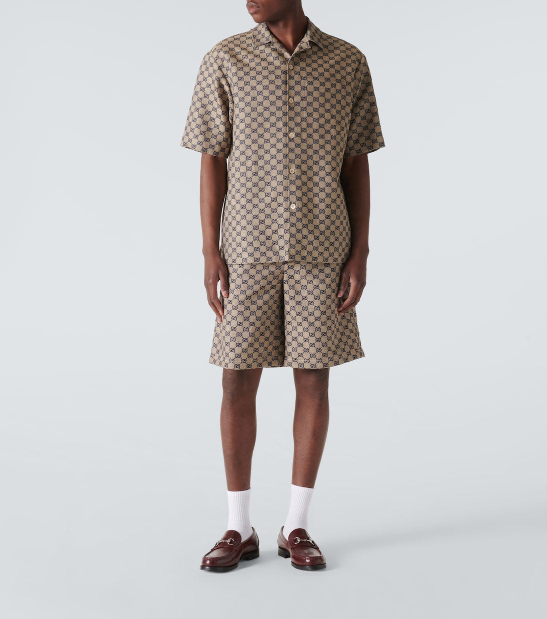 Gucci - GG Canvas linen-blend bowling shirt