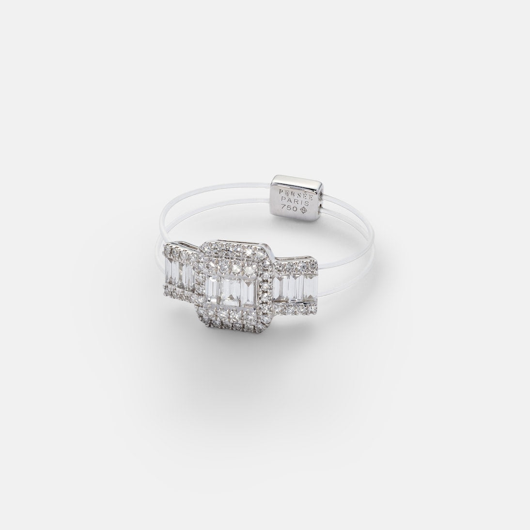 Persée - Floating 18kt white gold ring with diamonds