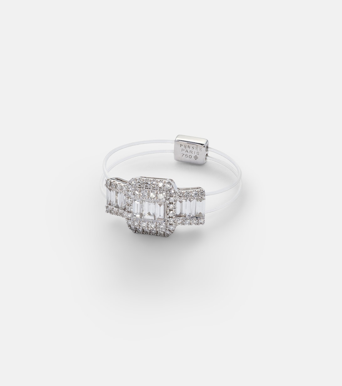 Persée - Floating 18kt white gold ring with diamonds