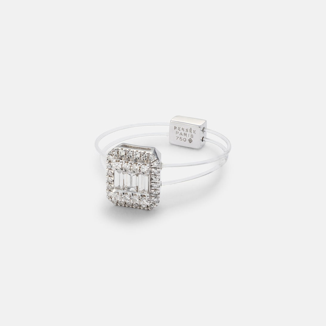 Persée - Floating 18kt white gold ring with diamonds