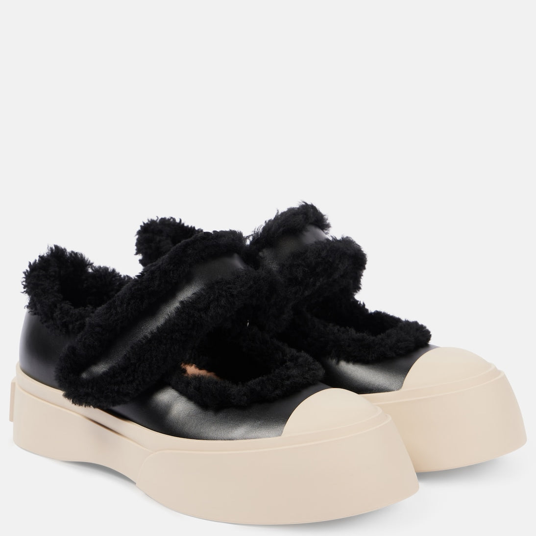 Marni - Pablo shearling-lined leather sneakers