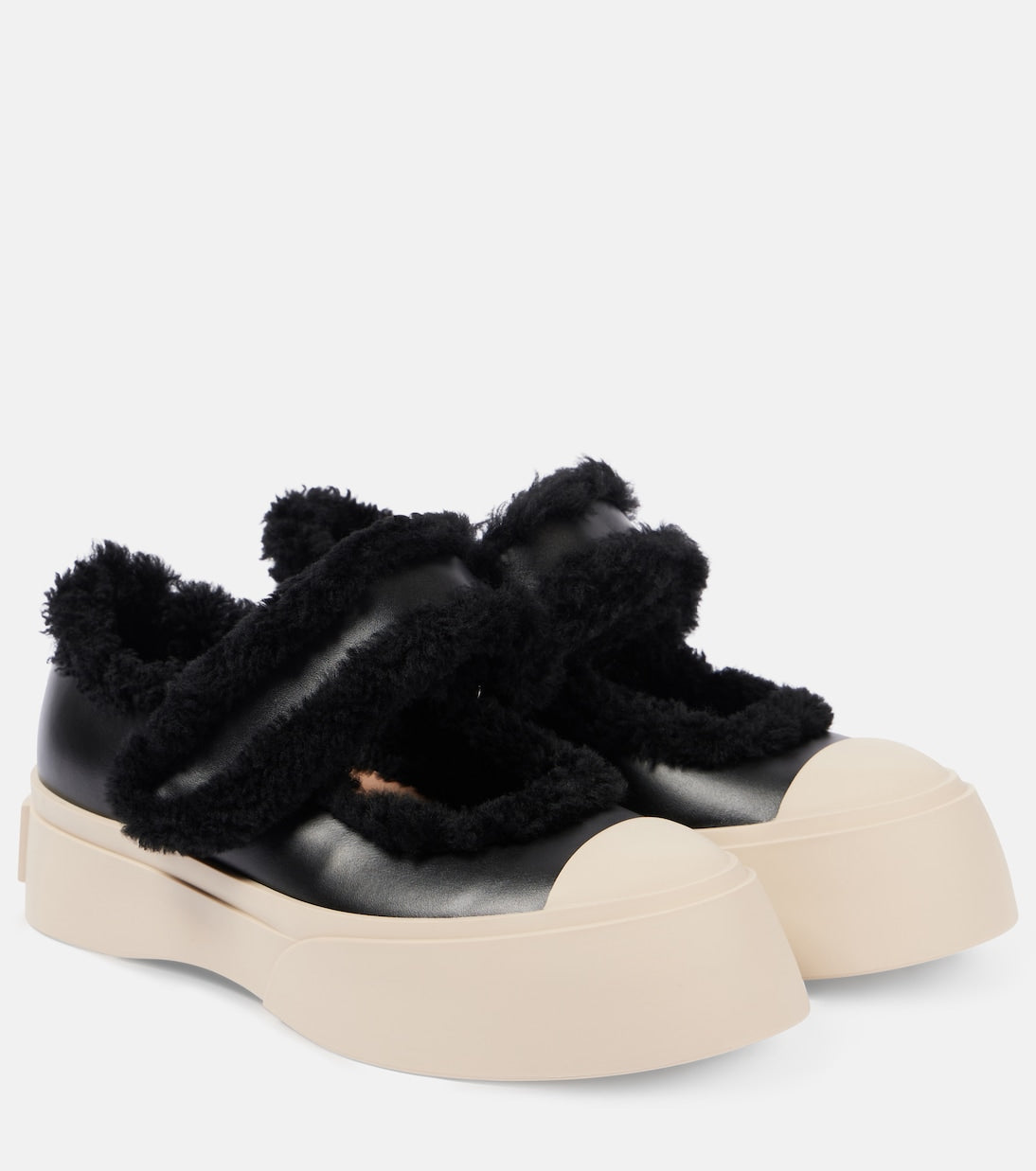 Marni - Pablo shearling-lined leather sneakers