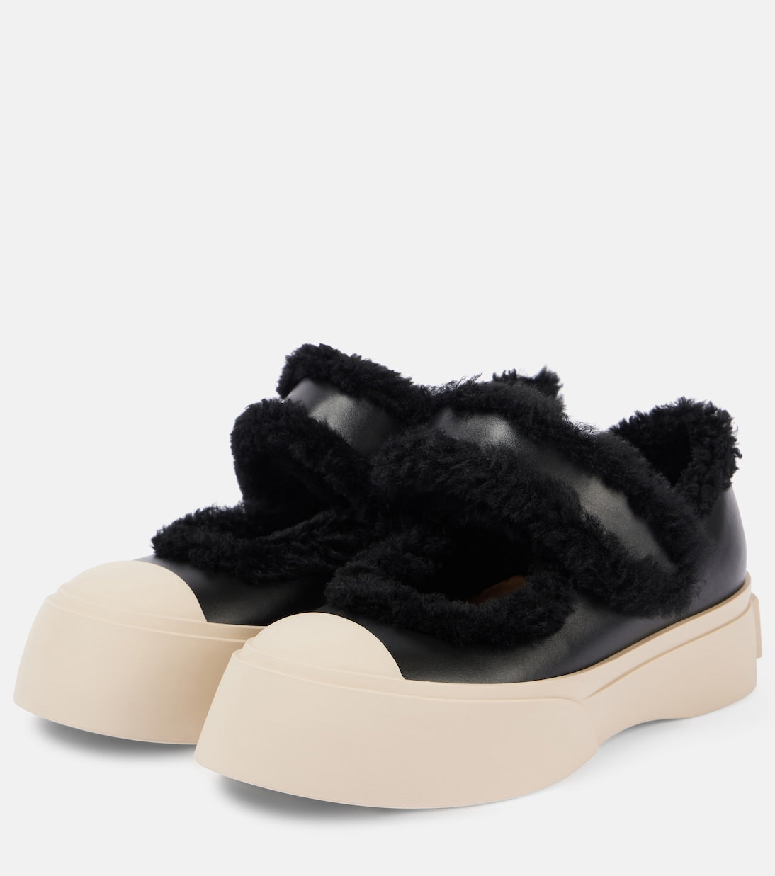 Marni - Pablo shearling-lined leather sneakers