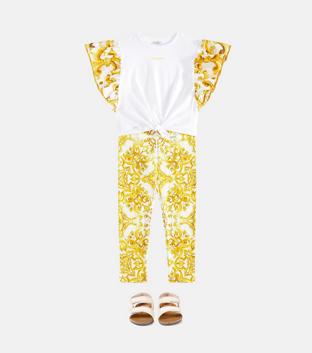 Dolce&Gabbana Kids - Majolica cotton-blend jersey leggings