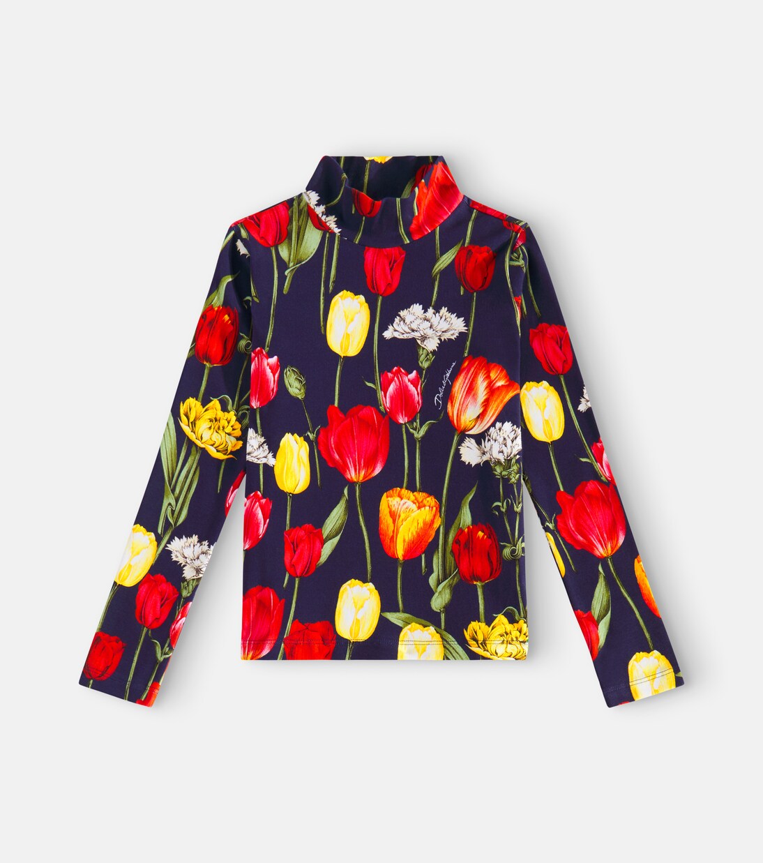 Dolce&Gabbana Kids - Floral cotton-blend turtleneck top