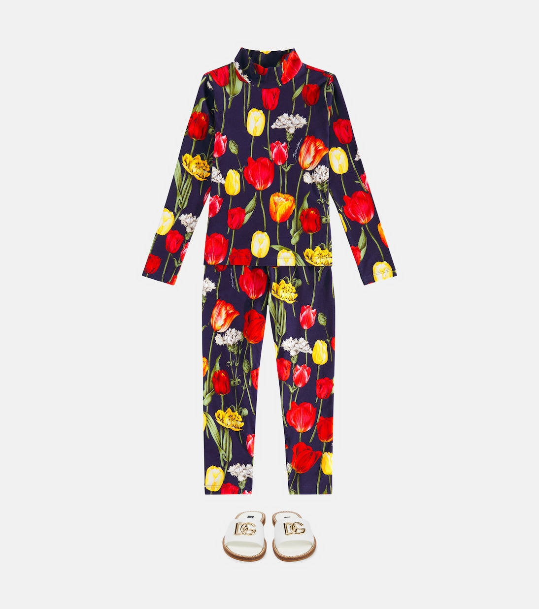 Dolce&Gabbana Kids - Floral cotton-blend turtleneck top