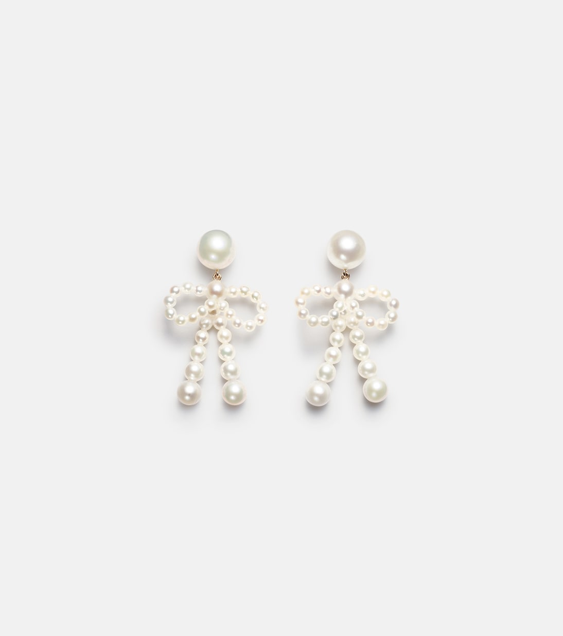 Sophie Bille Brahe - Bow 14kt gold drop earrings with freshwater pearls