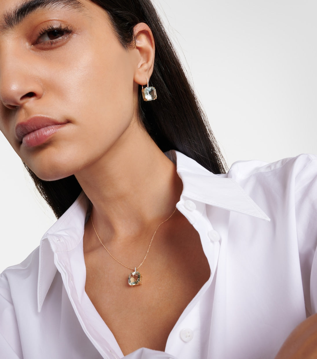 Mateo - 14kt gold necklace with green amethyst and diamonds