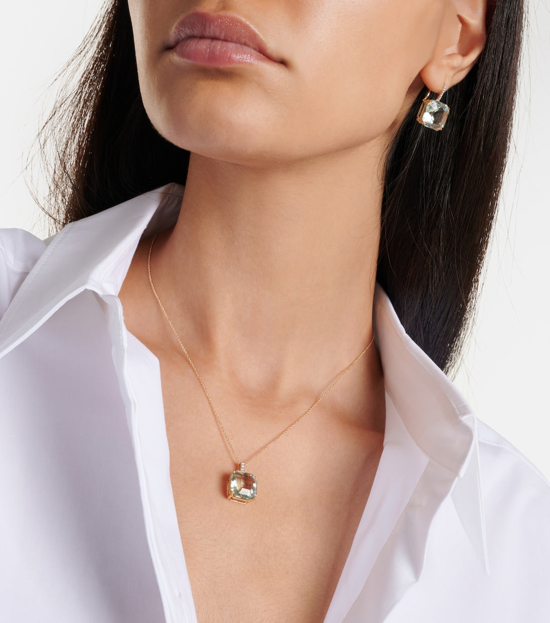 Mateo - 14kt gold necklace with green amethyst and diamonds
