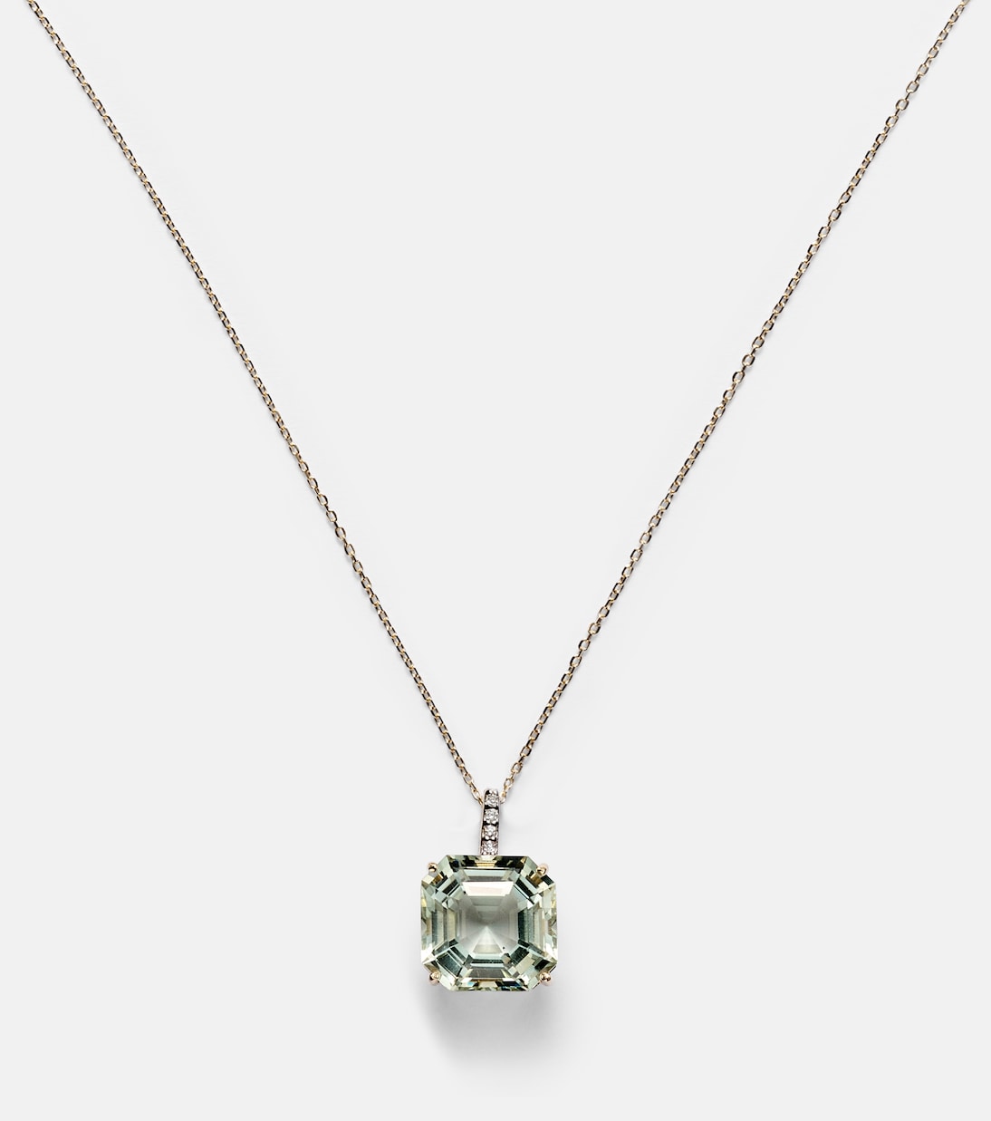 Mateo - 14kt gold necklace with green amethyst and diamonds
