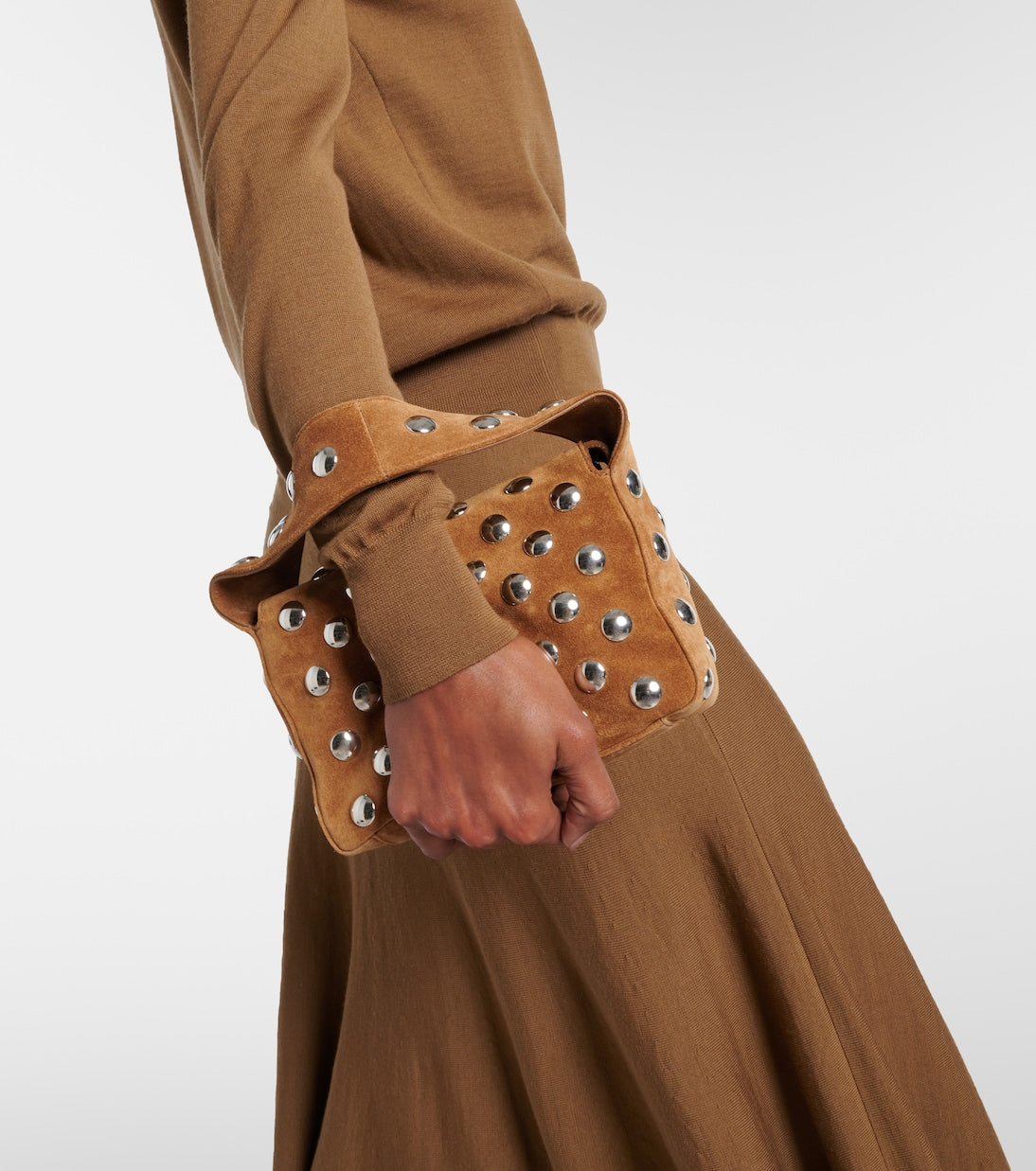 Khaite - Elena Small studded suede shoulder bag