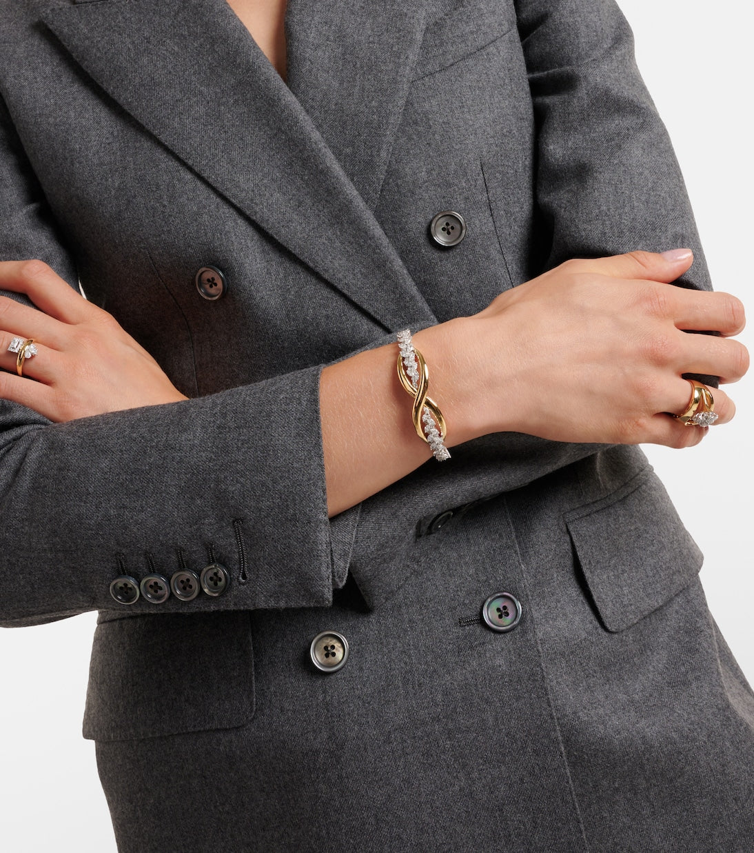 Yeprem - Golden Strada 18kt yellow and white gold bangle with diamonds