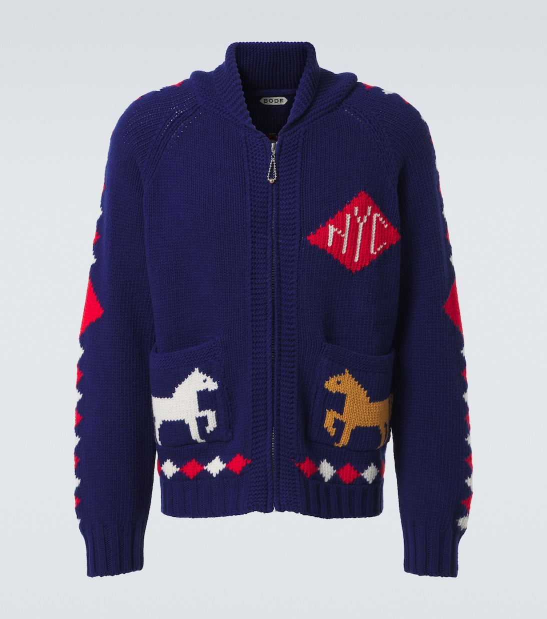 Bode - Diamond Corral wool zip-up cardigan