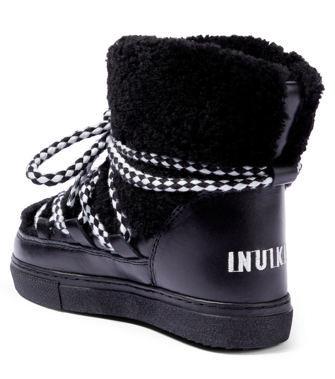 Inuikii Kids - Curly shearling and leather ankle boots