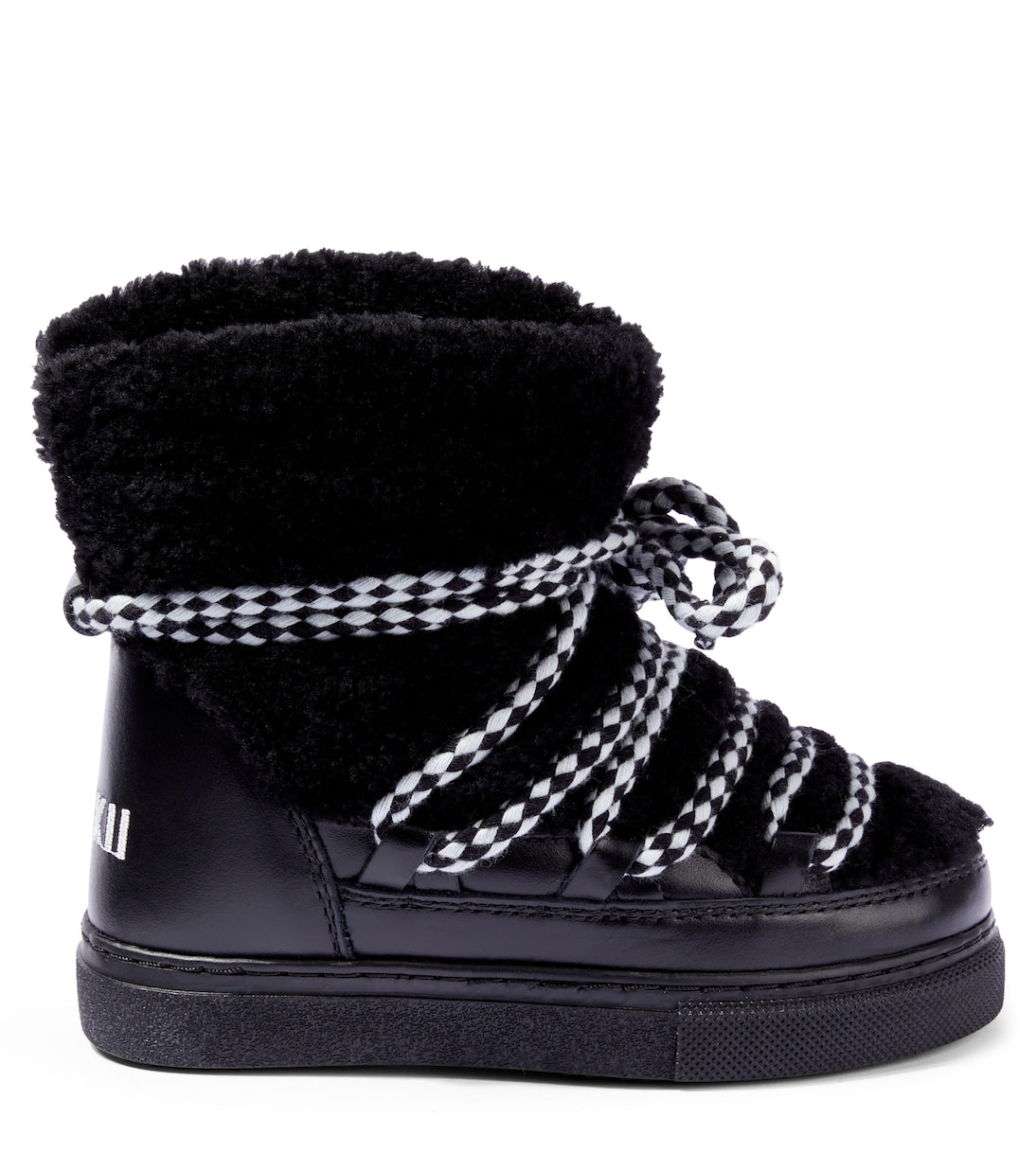 Inuikii Kids - Curly shearling and leather ankle boots