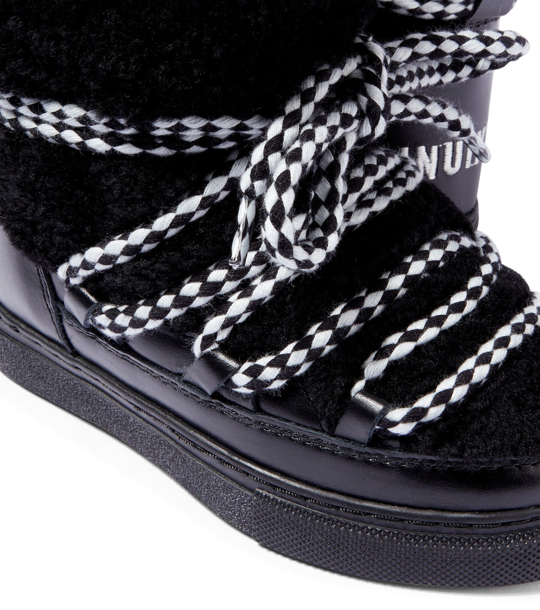 Inuikii Kids - Curly shearling and leather ankle boots