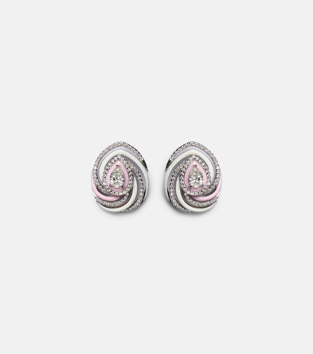 Kamyen - Oceane 18kt white gold earrings with enamel and diamonds