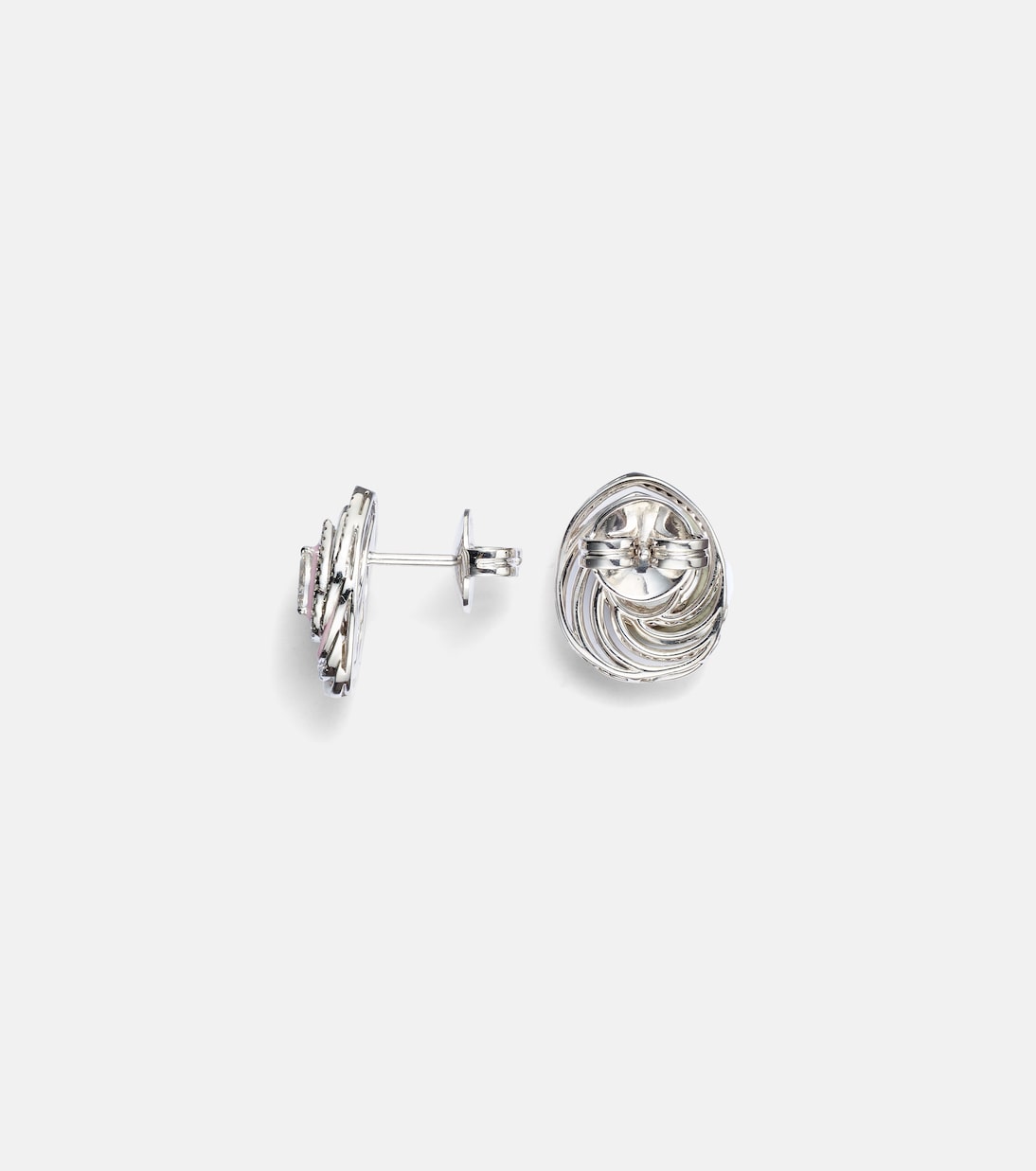 Kamyen - Oceane 18kt white gold earrings with enamel and diamonds