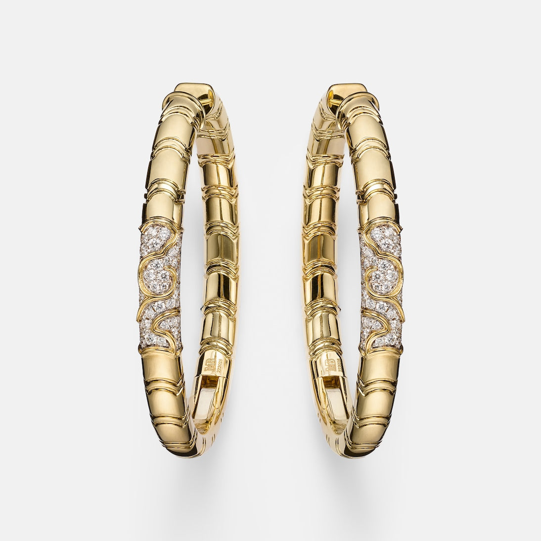 Marina B - Ondine 18kt yellow gold hoop earrings with diamonds