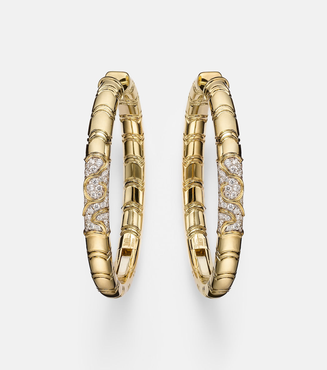 Marina B - Ondine 18kt yellow gold hoop earrings with diamonds
