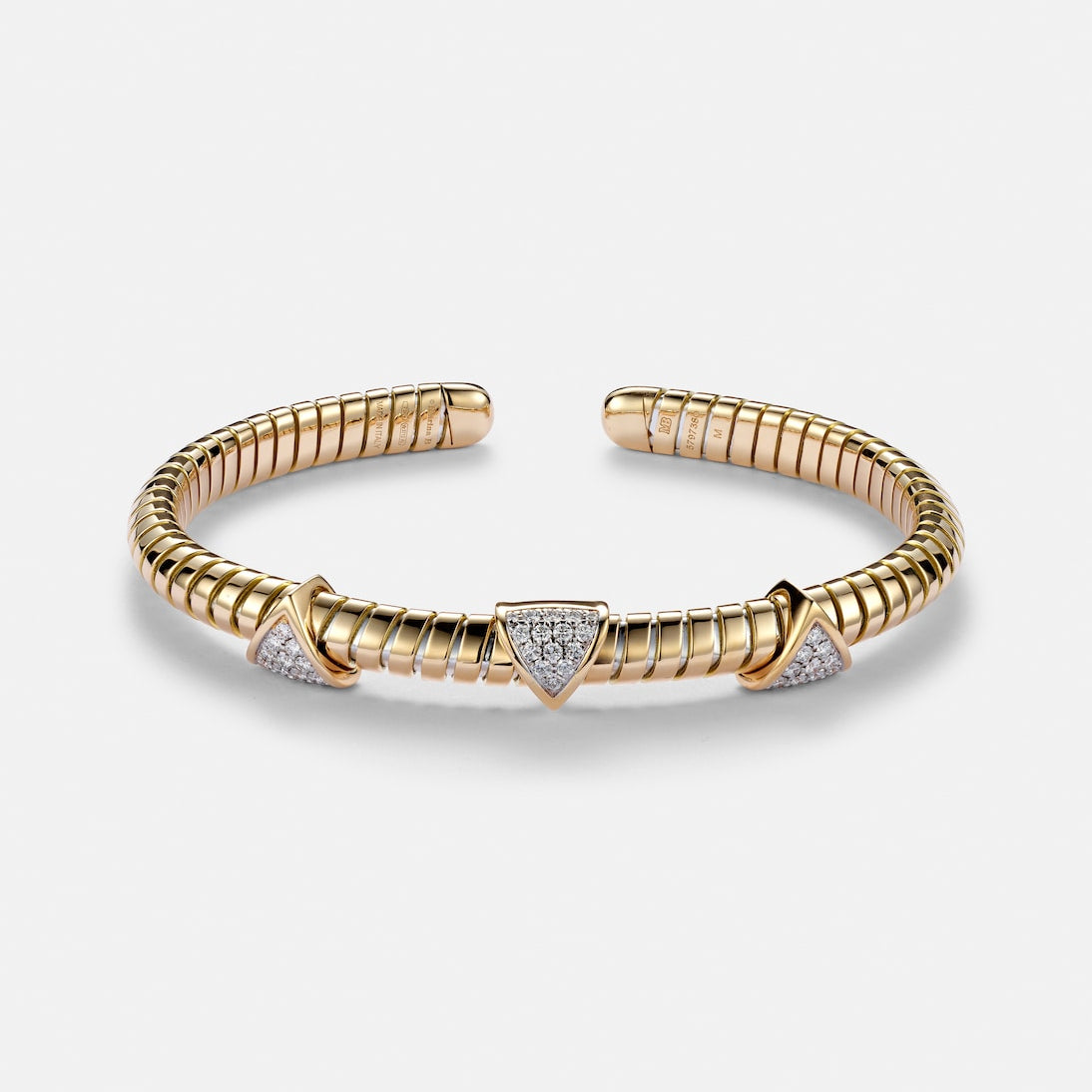 Marina B - Trisolina 3 Station 18kt gold cuff bracelet with diamonds