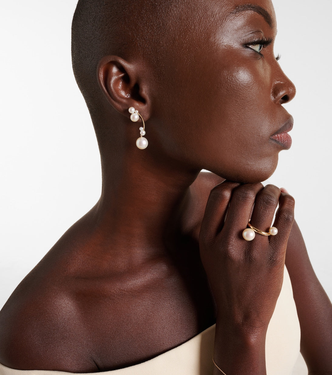 Sophie Bille Brahe - Grand Stella 14kt gold single earring with pearls