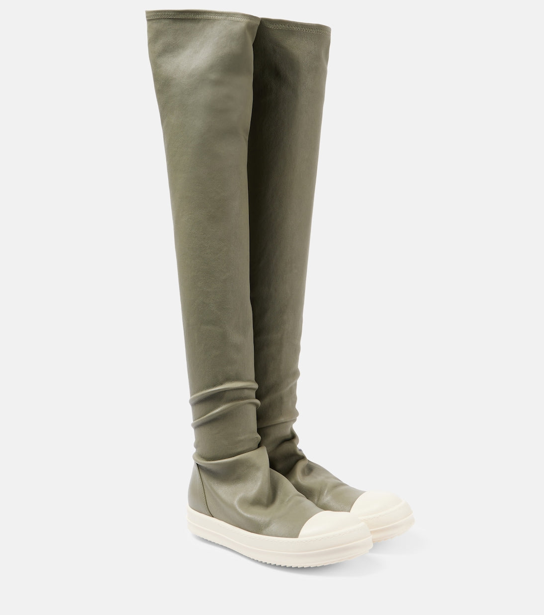 Rick Owens - Stockings over-the-knee leather sneakers