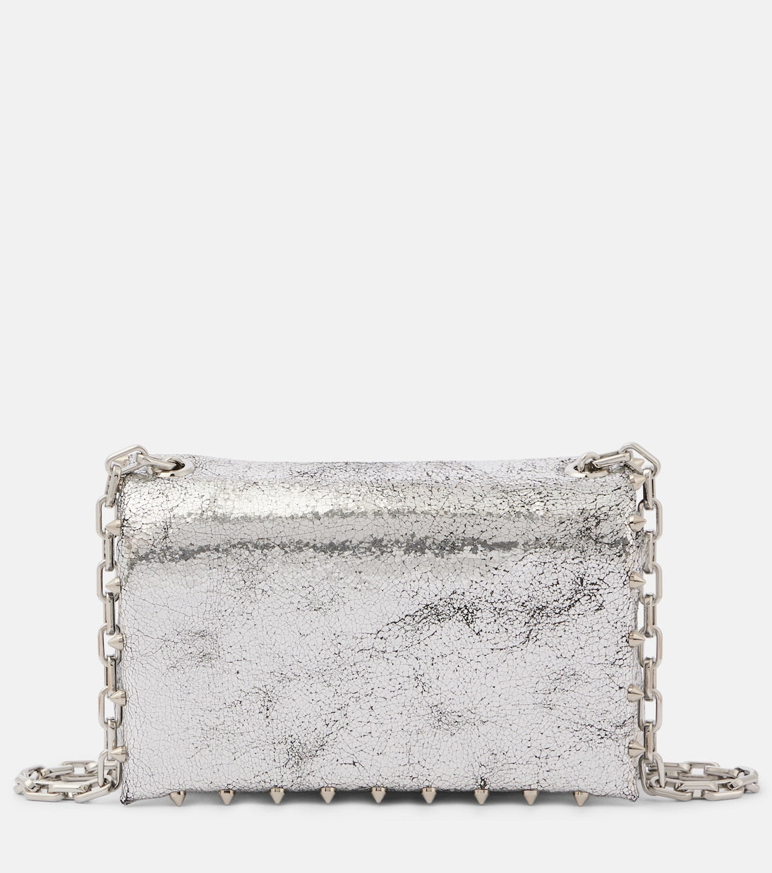 Christian Louboutin - Spiked metallic leather crossbody bag