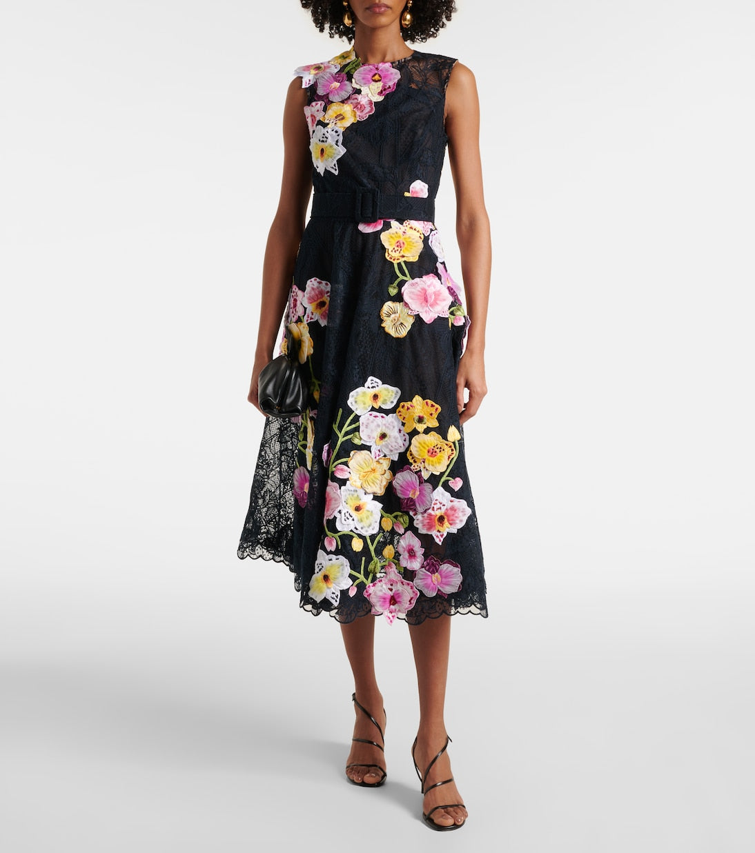Oscar de la Renta - Orchid embroidered lace cocktail dress