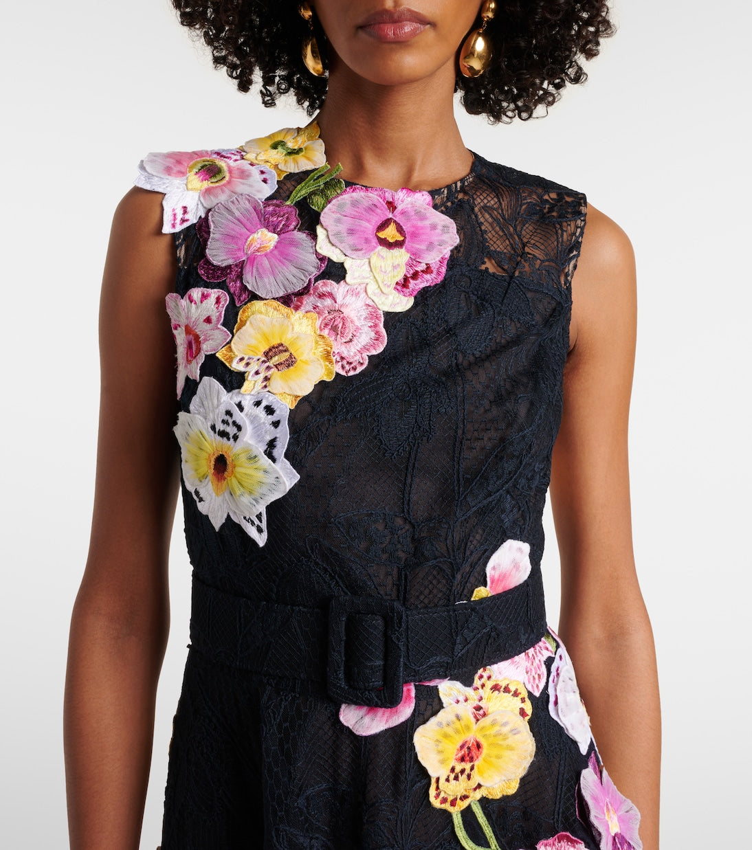 Oscar de la Renta - Orchid embroidered lace cocktail dress