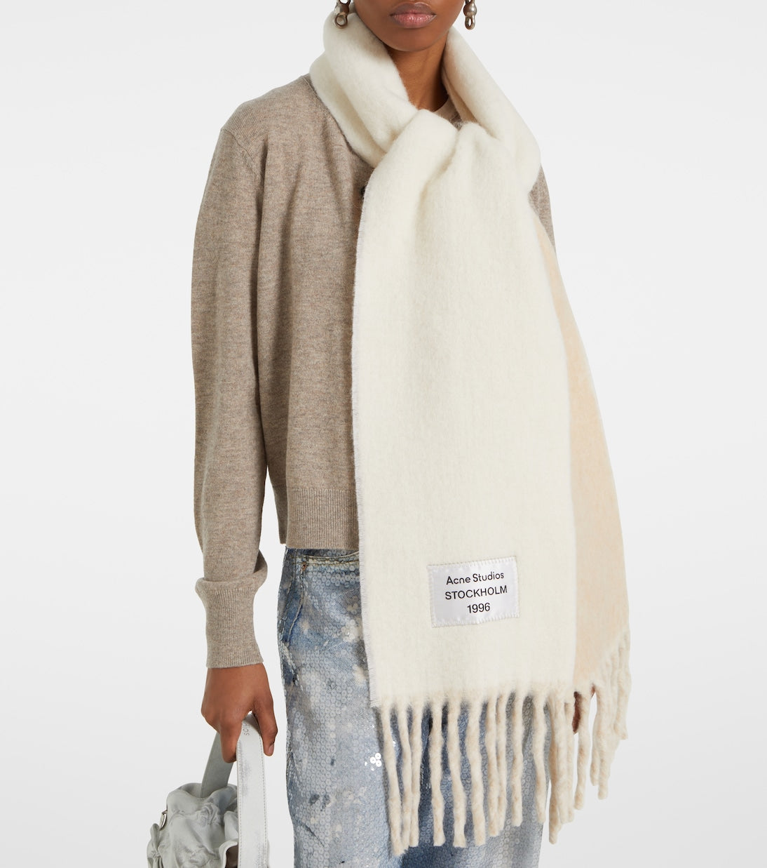 Acne Studios - Logo fringed alpaca and wool-blend scarf