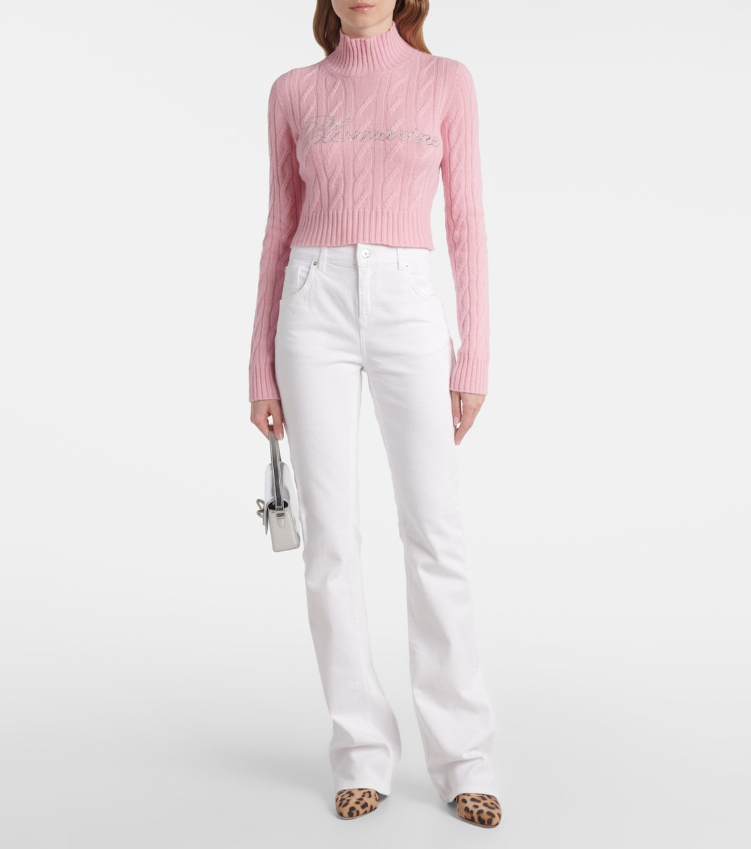 Blumarine - Chain-detail high-rise bootcut jeans