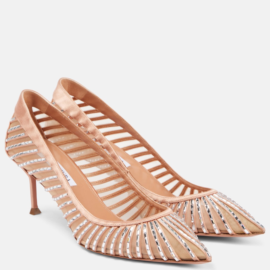 Aquazzura - Passions Crystal 65 satin pumps