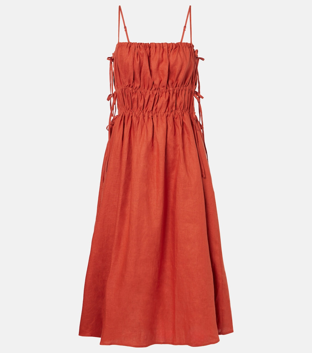 Asceno - Eze ruched linen midi dress